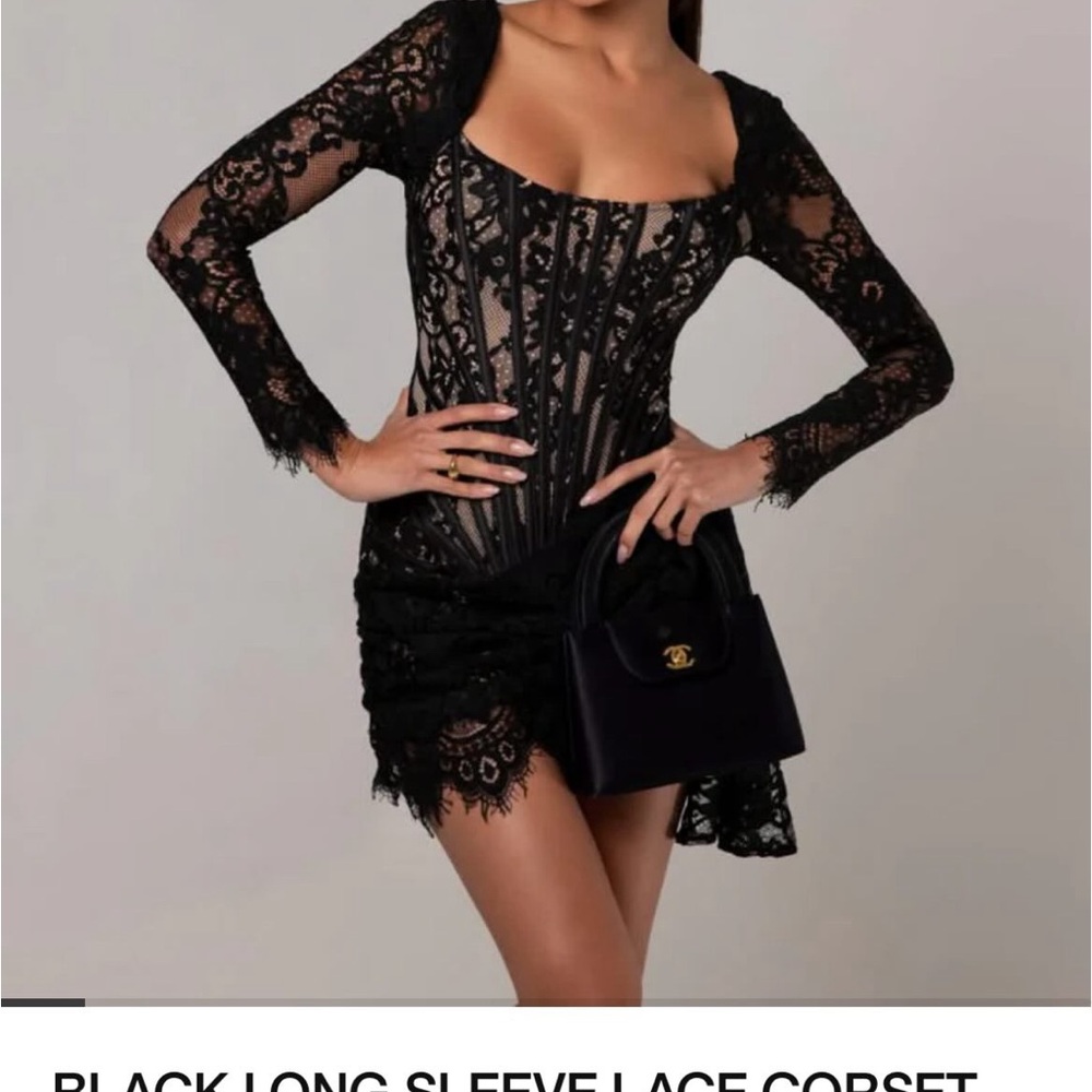 Chanel Black Lace Corset Dress